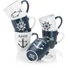 com-four® 6x Kaffeebecher aus Keramik - Maritime Produktbild-Vorschau 4