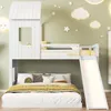 Weißes Kinderhausbett mit Rutsche und Fallschutz, inklusive Produktbild-Vorschau 1