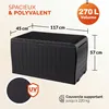 Deuba® Coffre de rangement extérieur 270L Noir – Coffre Voir les images du produit 2