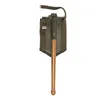 A folded shovel with a wooden handle and a green canvas cover, presented against a white background. Produktbild-Vorschau