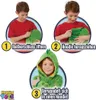 Grüner Dinosaurier Huggle Pets Hoodie, der sich von einem gefalteten Plüschtier in einen tragbaren Hoodie für ein Kind verwandelt Podgląd zdjęcia produktu