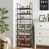 Wąski 8-poziomowy regał na buty, czarny, 46x28x145cm Podgląd zdjęcia produktu 7