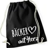 Huuraa Turnbeutel Bäcker mit Herz 12 Liter Black Baumwolle Produktbild-Vorschau 1