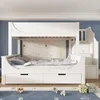 A white bunk bed with stairs and drawers in a child's room. Náhled obrázku produktu