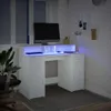 A white LED desk with a computer monitor and keyboard, illuminated by blue LED lights. Voir les images du produit