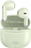 A pair of light green wireless earbuds and their charging case are displayed against a white background. Náhľad obrázku produktu