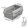 A diagram showing the dimensions of a cat litter box and a litter scoop. Produktbild-Vorschau
