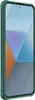 A green phone case is shown from a side angle, with the phone screen displaying a colorful abstract wallpaper. Produktbild-Vorschau