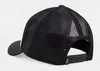 A black trucker cap with a curved bill is shown from the back against a white background. Produktbild-Vorschau