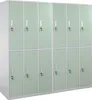 A row of green metal lockers with gray frames. Produktbild-Vorschau