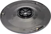 The underside of a black circular lawnmower blade disc with mounting points and textured areas. Produktbild-Vorschau