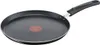 A black frying pan with a red heat indicator in the center and a black handle, set against a white background. Produktbild-Vorschau