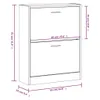 A diagram showing the dimensions of a white shoe cabinet. Produktbild-Vorschau