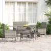 vidaXL 6-tlg. Garten-Lounge-Set mit Kissen Grau Poly Rattan Produktbild-Vorschau 2