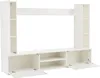 A white modular entertainment center with open shelves and cabinets. Produktbild-Vorschau