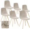 Stuhlhusse - Beige - 6 Stück - Samt - Bezug für Produktbild-Vorschau 1