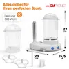 A product shot of a hot dog maker and egg cooker with dimensions indicated. Podgląd zdjęcia produktu