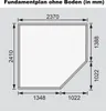 A technical drawing or blueprint of a garden shed foundation plan, showing dimensions. Produktbild-Vorschau
