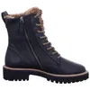 A black leather boot with fur lining and laces. Produktbild-Vorschau