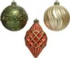 Weihnachtskugeln Kunststoff Vintage 8cm rot / gold / grün, Produktbild-Vorschau 2