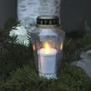 LED Grablicht Serene - Grabkerze - flackernde warmweiße LED - H: 15,5cm - weiß/gold Produktbild-Vorschau