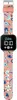 A digital watch with a pink band featuring a floral and Stitch print, displayed against a white background. Produktbild-Vorschau
