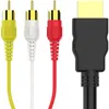 A close-up shot of an HDMI cable and a set of RCA cables. Voir les images du produit
