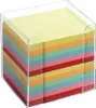 A stack of colorful sticky notes in a clear plastic dispenser. Produktbild-Vorschau