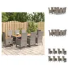 vidaXL 9-tlg. Garten-Essgruppe mit Kissen Grau Poly Rattan Produktbild-Vorschau 1