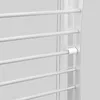 A close-up view of a white aluminum drying rack with multiple horizontal bars, showing a white clip attached to one of the bars. Produktbild-Vorschau
