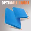 Two blue balance pads are shown with dimensions indicated by orange lines and text. Produktbild-Vorschau