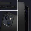 Collage of close-up shots of a black iPhone case, showing its texture, camera cutout, and side buttons. Produktbild-Vorschau