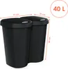 Two black trash cans side-by-side with dimensions indicated. Náhled obrázku produktu
