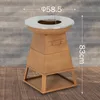 A rustic-looking outdoor grill/fire pit with dimensions indicated. Produktbild-Vorschau