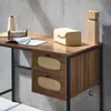 sweeek - Schreibtisch Holzdekor und Rohrgeflecht - Natur Produktbild-Vorschau 2