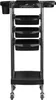 A black salon trolley with multiple shelves and compartments. Náhľad obrázku produktu