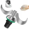 A collage showing a kitchen appliance, a mixing blade, and a ball of dough. Produktbild-Vorschau
