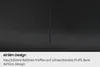 A dark, minimalist background with a thin vertical line representing a product's edge, accompanied by marketing text. Anteprima dell’immagine prodotto
