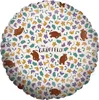 A round balloon with a repeating pattern of cartoon characters and floral elements, with the title 'DER GRÜFFELO' in the center. Produktbild-Vorschau