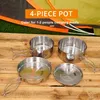 1 Set stapelbares Camping-Kochgeschirr-Set aus Edelstahl Produktbild-Vorschau 2