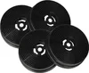 A group of four black circular carbon filters for a range hood. Produktbild-Vorschau
