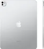 The back of a silver iPad Pro is shown, with the Apple logo and product details printed on it. A side profile of the iPad is also visible on the right. Produktbild-Vorschau