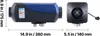 A size chart showing two views of a diesel heater with dimensions indicated. Voir les images du produit