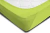 A close-up view of a green fitted sheet on a mattress. Produktbild-Vorschau