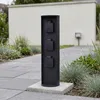 Außensteckdose Garten Aluminium Schwarz IP44 3 fach 3500W Produktbild-Vorschau 1
