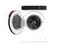 A white front-loading washing machine with its door open, showing the drum inside. The control panel is black and located at the top. Produktbild-Vorschau