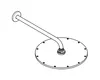 A line drawing of a shower head with an arm. Produktbild-Vorschau