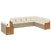 10-tlg. Garten-Sofagarnitur mit Kissen Beige Poly Rattan Produktbild-Vorschau 1