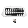 A white wireless keyboard with black keys and a USB dongle. Produktbild-Vorschau