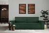 A dark green sofa is placed in a modern living room with two framed art pieces on the wall and a potted plant. Produktbild-Vorschau